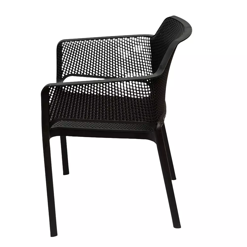 Mango Premium MAPLE Monobloc Chair with Armrest Glass Fibre Plastic 584.2x609.6x787.4 mm Black