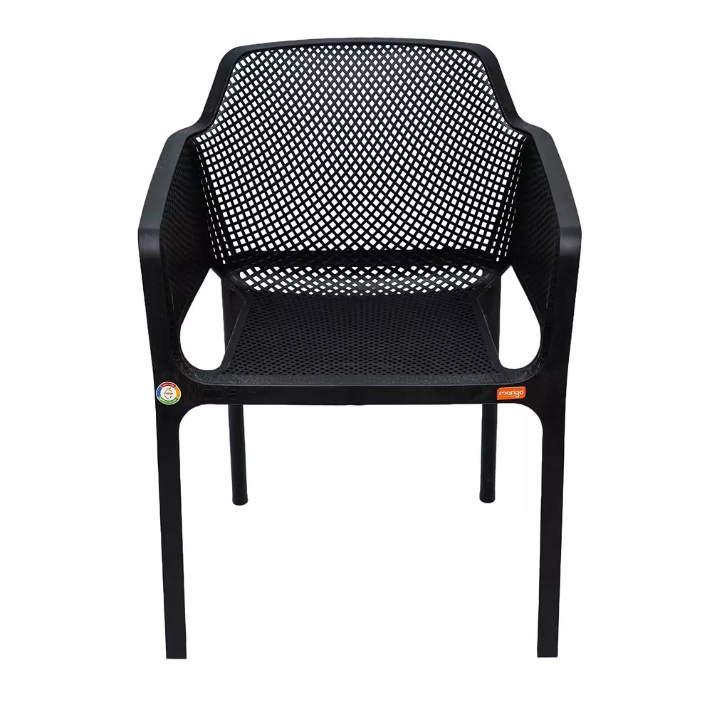 Mango Premium MAPLE Monobloc Chair with Armrest Glass Fibre Plastic 584.2x609.6x787.4 mm Black