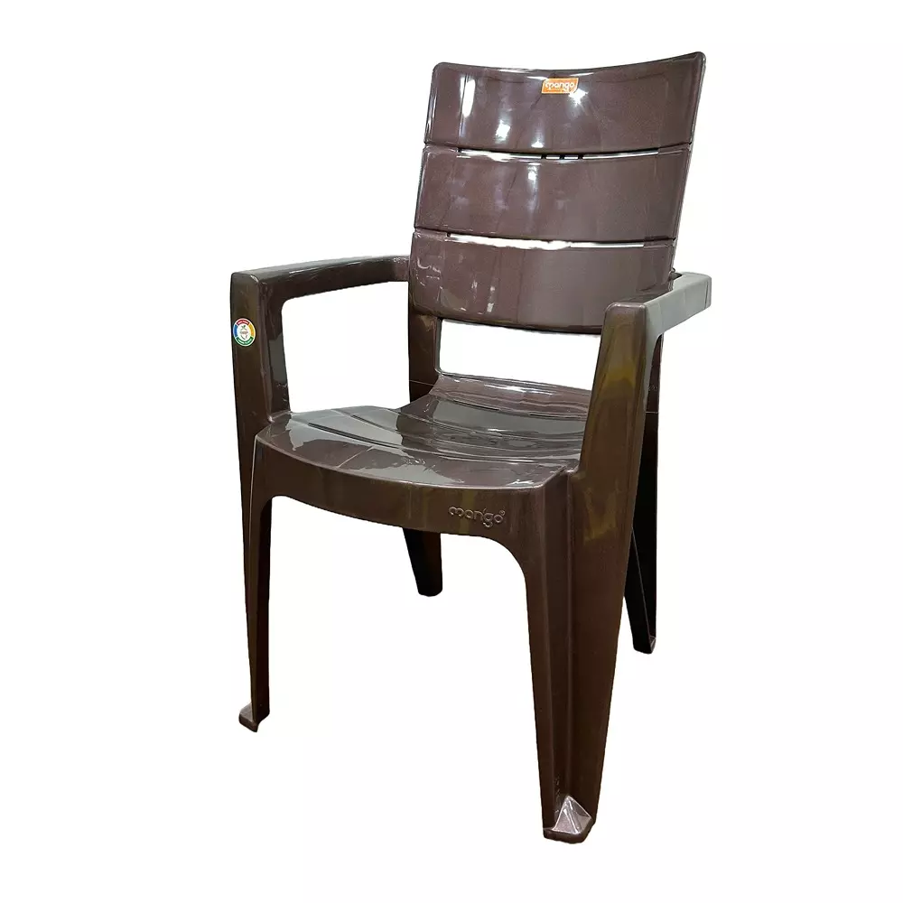 Mango Premium AMAZING Plastic Chair with Armrest 609.6x533.4x889 mm, Weather Brown