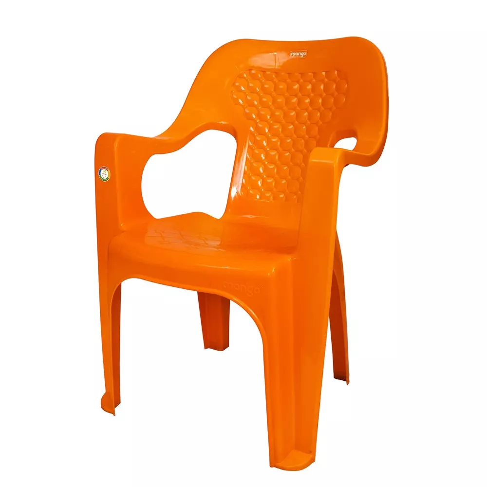 Mango Medium SWIZZ Plastic Chair with Armrest 584.2x584.2x863.6 mm, Mango Orange