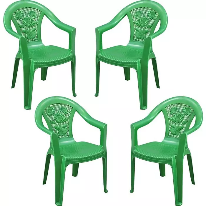 Swagath Plastic Chair With Armrest Pearl Green Color for Cafe, Home and Office, SW-308 (Pack of 4 Pcs)