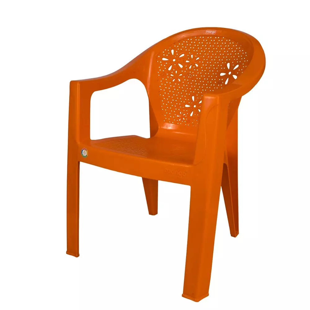 Mango Savanna Premium Chair With Armrest Mango Savanna Orange 179 Kg Load Bearing Capacity Polypropylene Plastic Medium Back