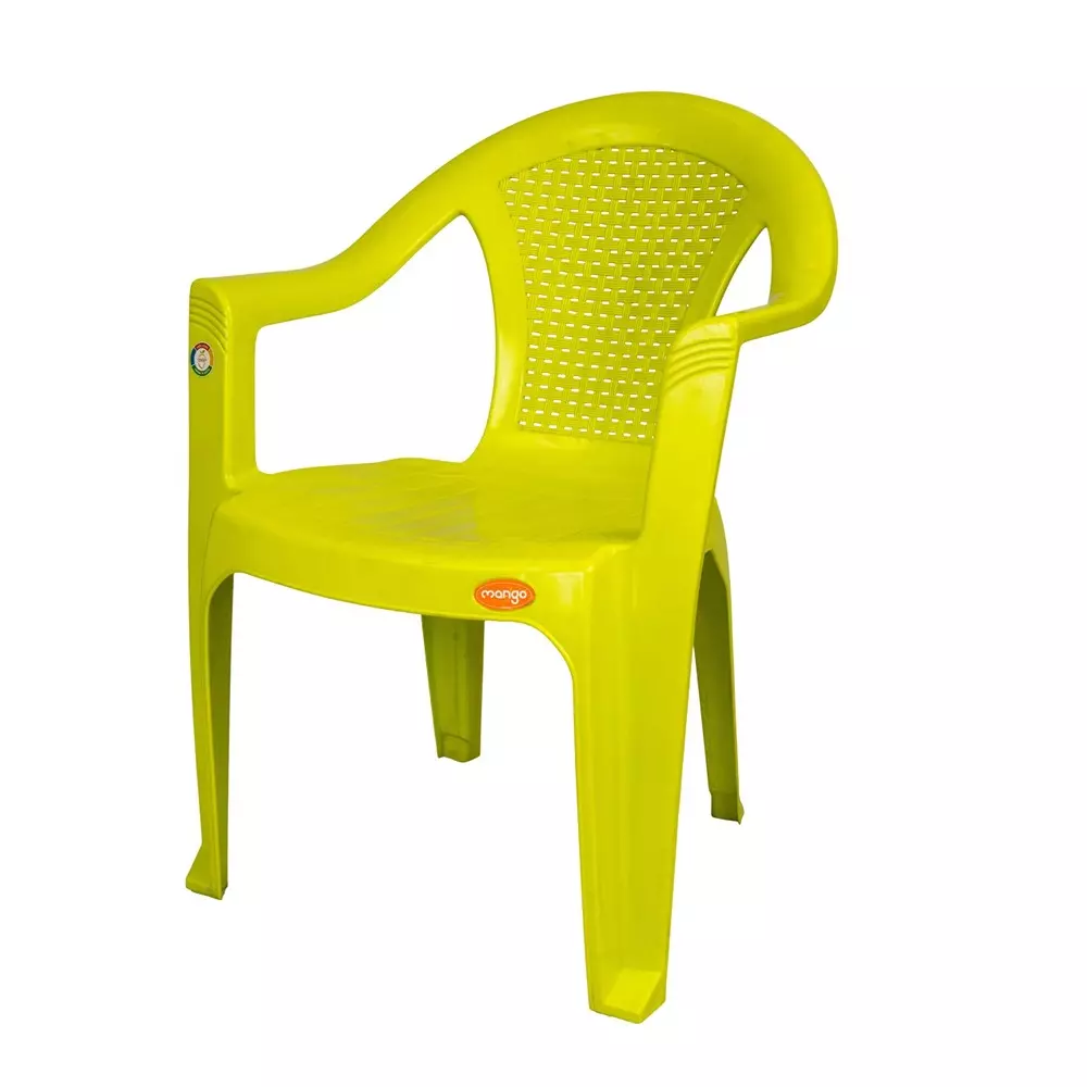 Mango Economy Chair With Armrest Citrus Green 140 Kg Load Bearing Capacity Polypropylene Plastic Medium Back, Mango - 1064
