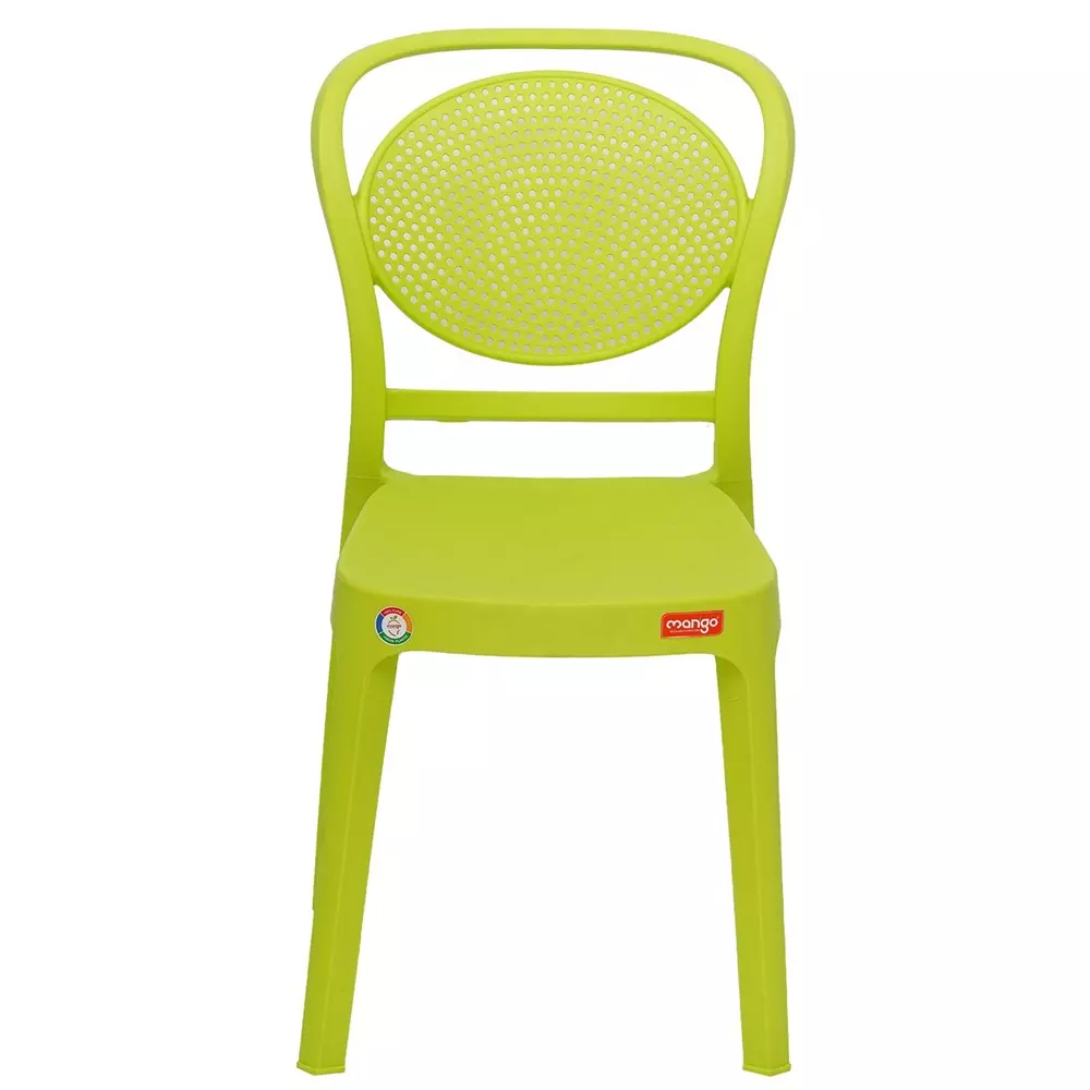 Mango Sandra Cafe Chair With Armless Citrus Green 150 Kg Load Bearing Capacity Glass Filled Plastic Medium Back Horeca Design