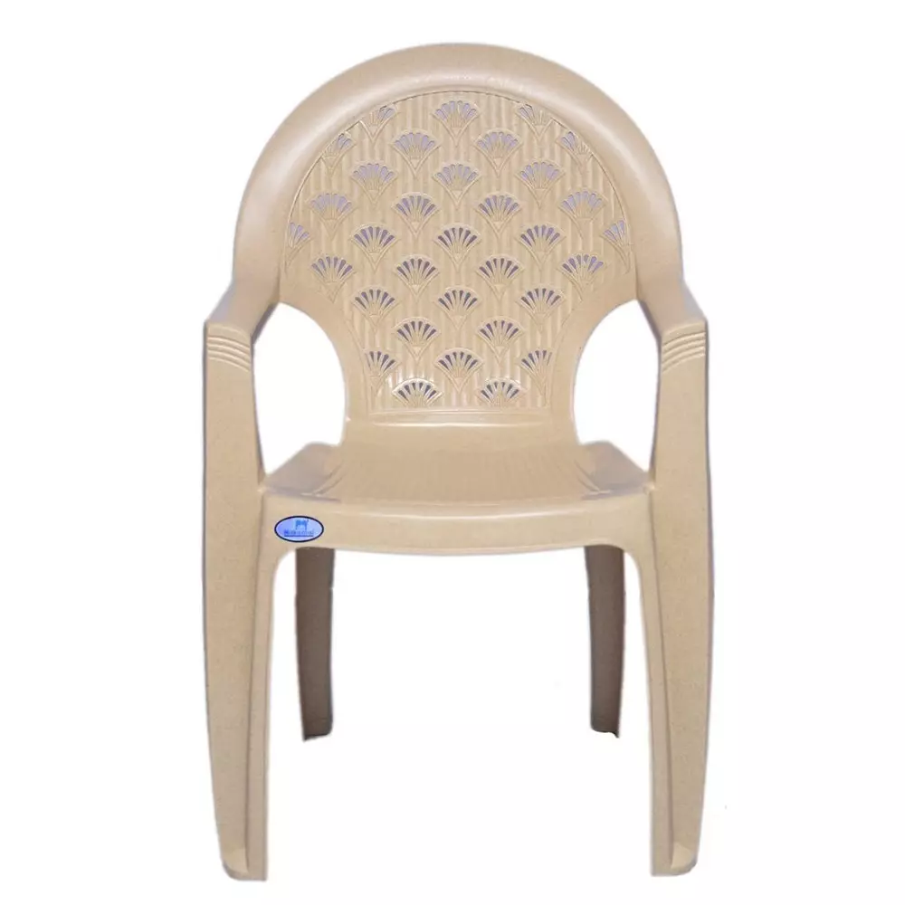 Nilkamal Plastic Mid Back Armrest Chair Marble Beige Color