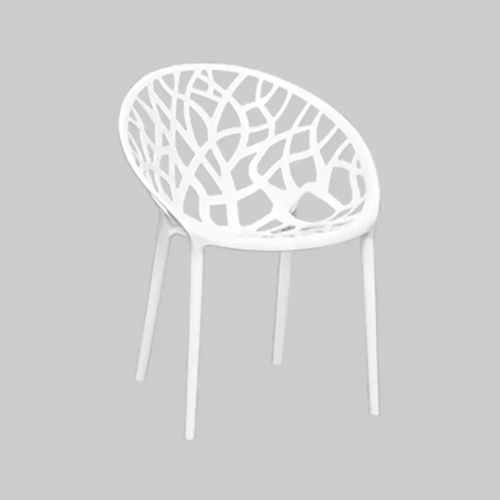 Italica Designer Plastic Armless Chair White Color, 5106 (Pack of 2)