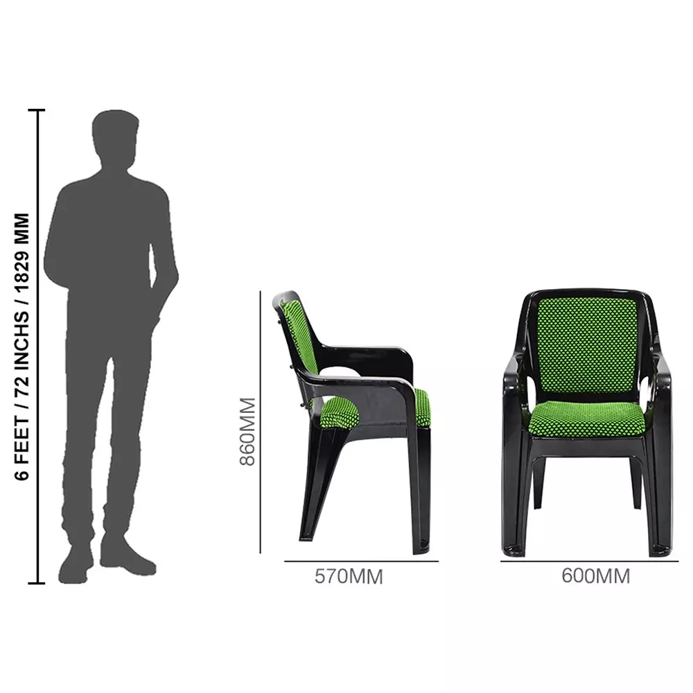 swagath-plastic-arm-chair-polypropylene-upholstery-material-150-kg-load-capacity-pre-assembled-type-black-green-color-grandear-bkngr-2-pack-of-2-pcs