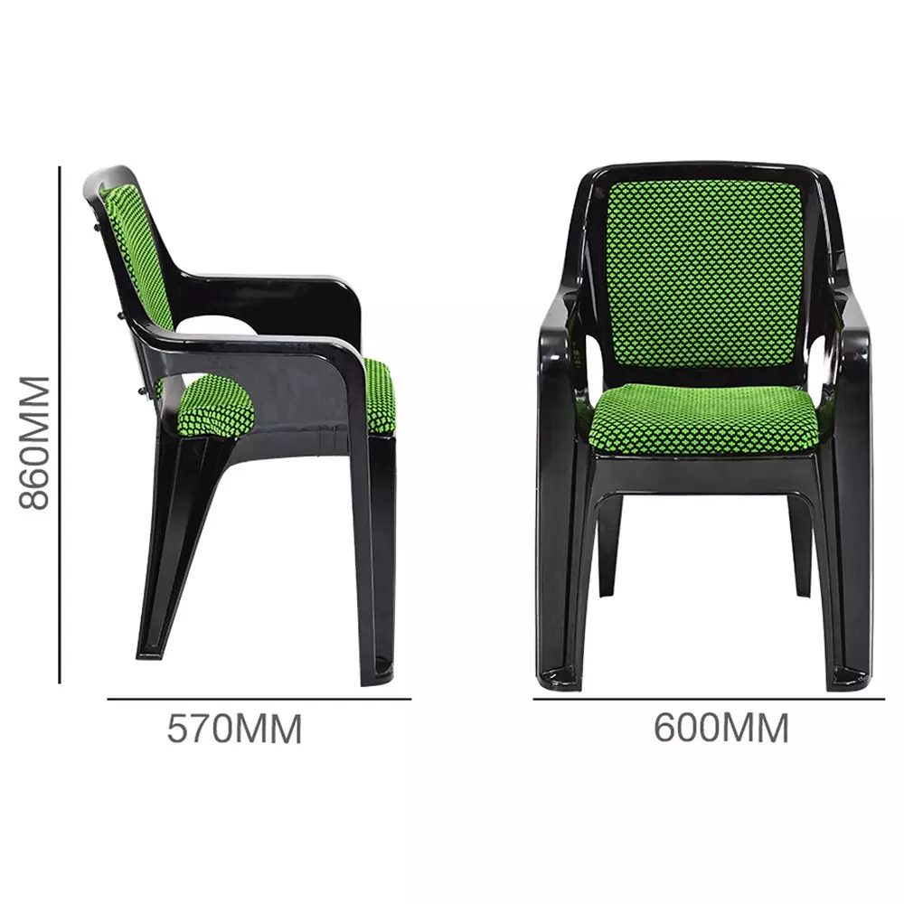 swagath-plastic-arm-chair-polypropylene-upholstery-material-150-kg-load-capacity-pre-assembled-type-black-green-color-grandear-bkngr-2-pack-of-2-pcs
