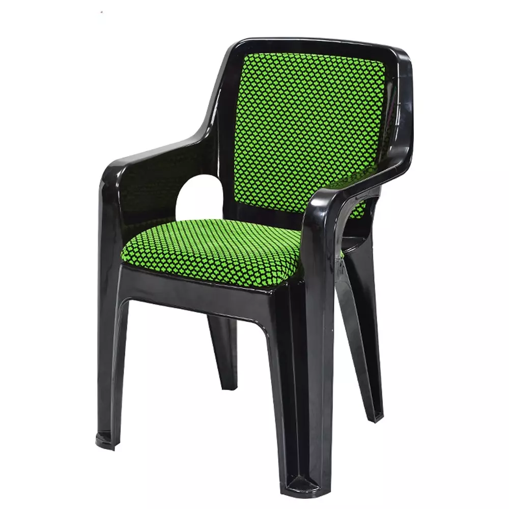 swagath-plastic-arm-chair-polypropylene-upholstery-material-150-kg-load-capacity-pre-assembled-type-black-green-color-grandear-bkngr-2-pack-of-2-pcs