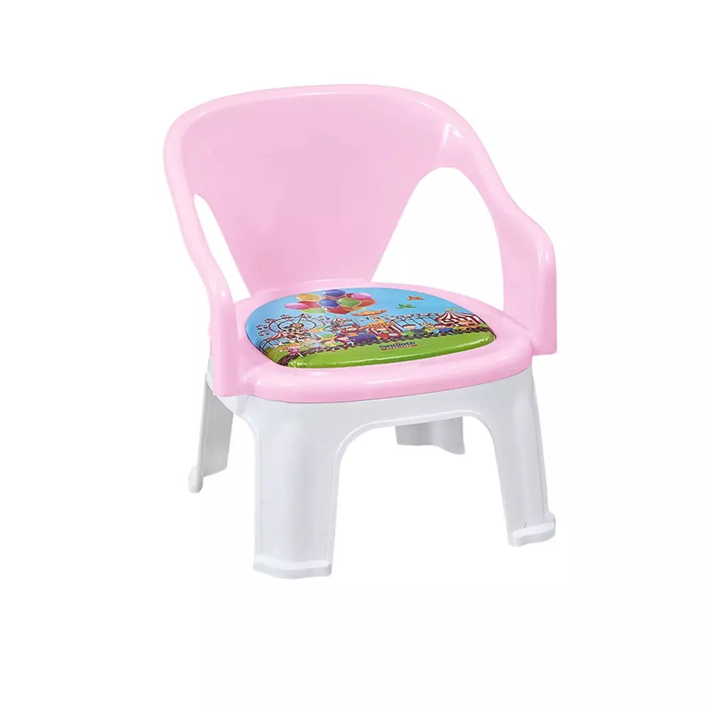 Swagath Cuddly Kids Plastic Chair with Armrest 30 Kg Load Capacity Pre-Assembled Type Pink Color, CUDDLY P-PP-1