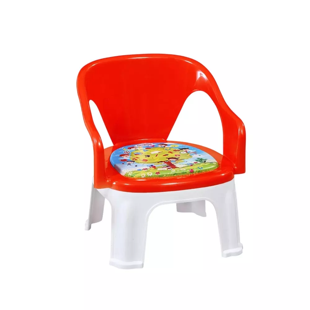Swagath Cuddly Kids Plastic Chair with Armrest 30 Kg Load Capacity Pre-Assembled Type Red Color, CUDDLY T-BR-1