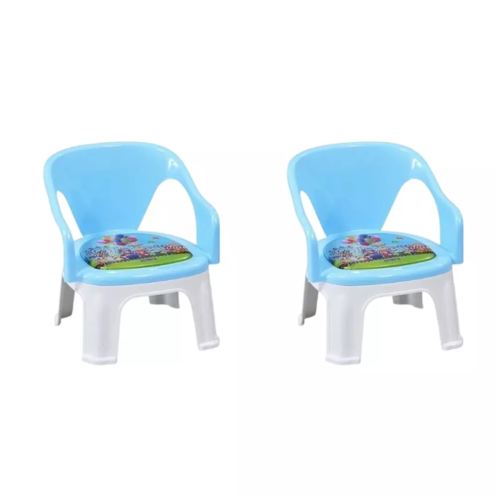 Swagath Cuddly Kids Plastic Chair with Armrest 30 Kg Load Capacity Pre-Assembled Type Blue Color, CUDDLY P-BL-2 (Pack of 2 Pcs)