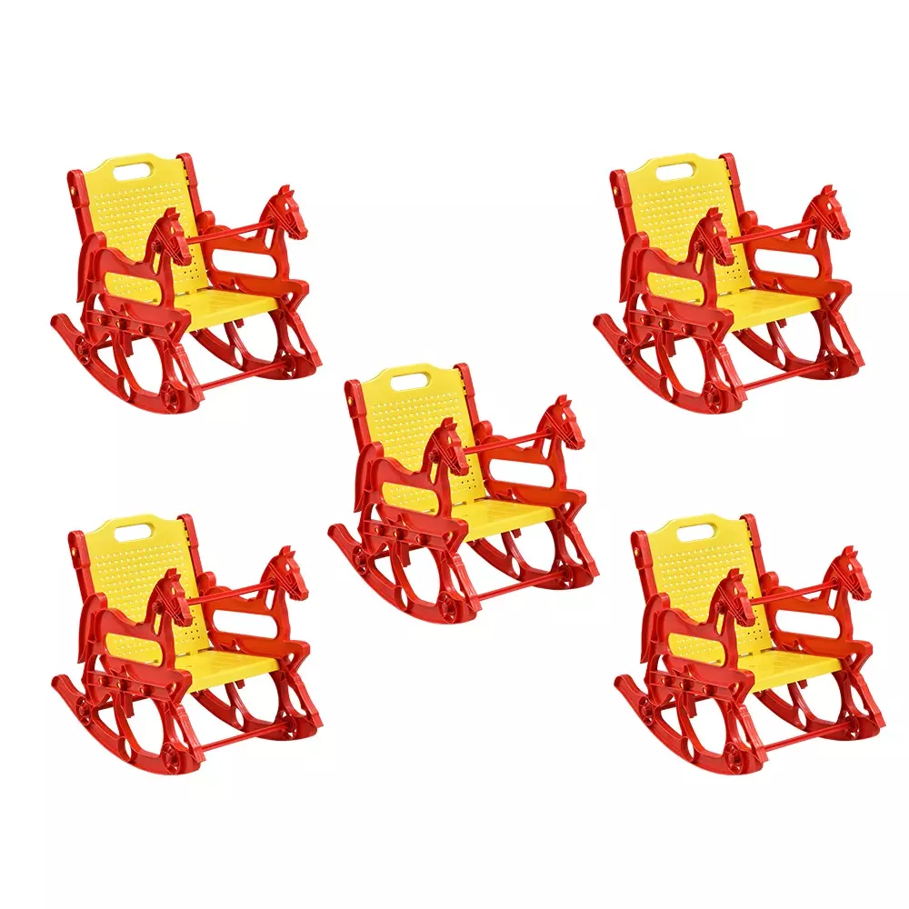 Swagath Plastic Kids Rocking Chair, Red-Yellow (Set of 5)