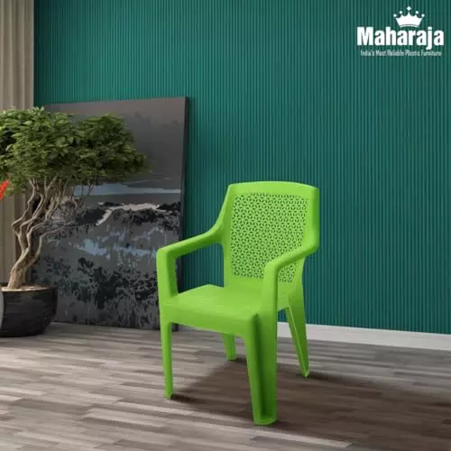 Maharaja Arm Rest Polypropylene Chair 200 Kg Bearing Capacity Green, Dollar503_Green-PK4 (Set of 4)