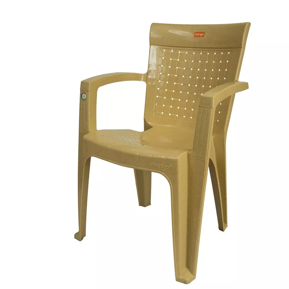 Mango Medium OPERA Plastic Chair with Armrest 584.2x558.8x863.6 mm, Marble Beige