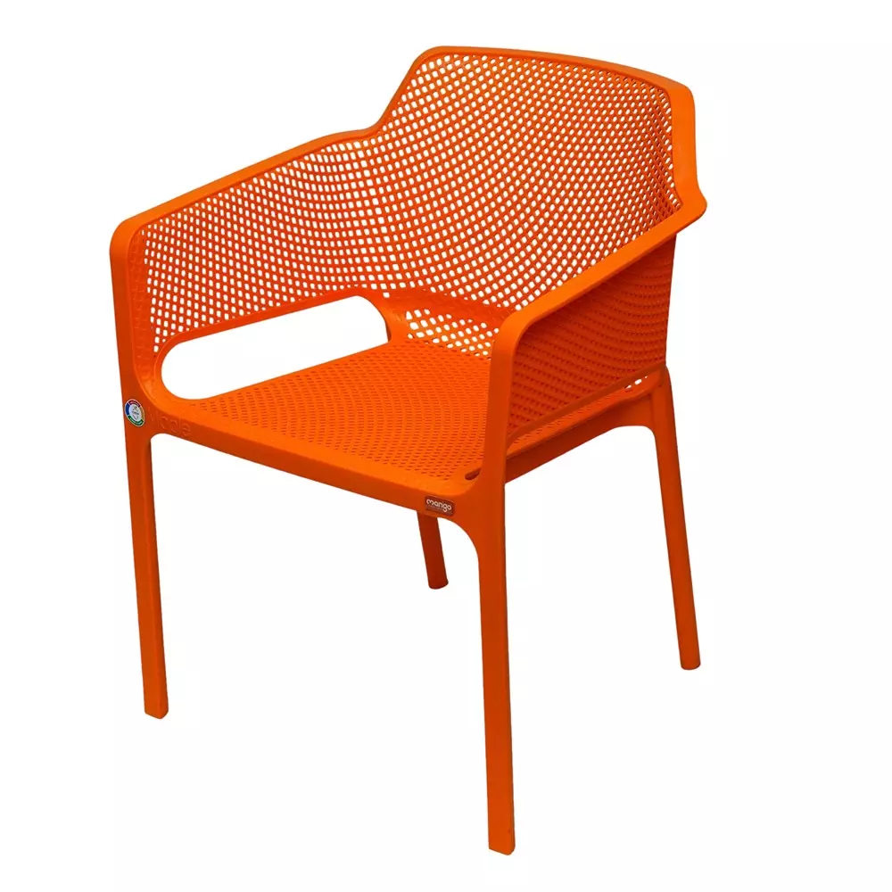 Mango Premium MAPLE Monobloc Chair with Armrest Glass Fibre Plastic 584.2x609.6x787.4 mm Orange