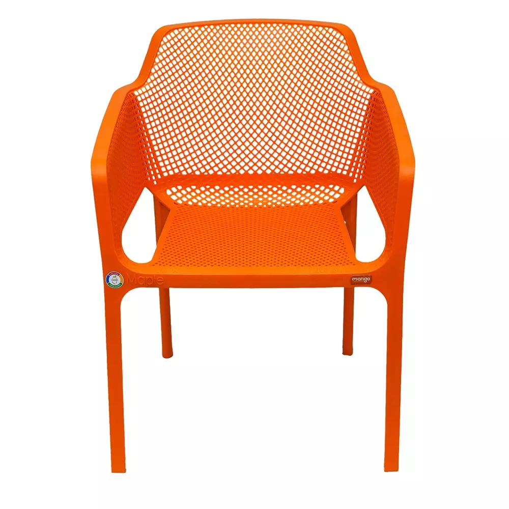 Mango Premium MAPLE Monobloc Chair with Armrest Glass Fibre Plastic 584.2x609.6x787.4 mm Orange