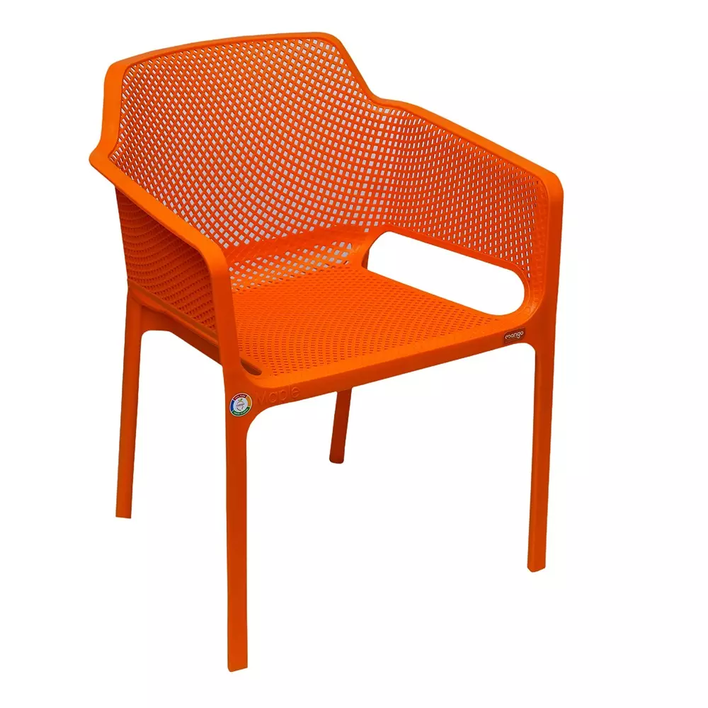 Mango Premium MAPLE Monobloc Chair with Armrest Glass Fibre Plastic 584.2x609.6x787.4 mm Orange