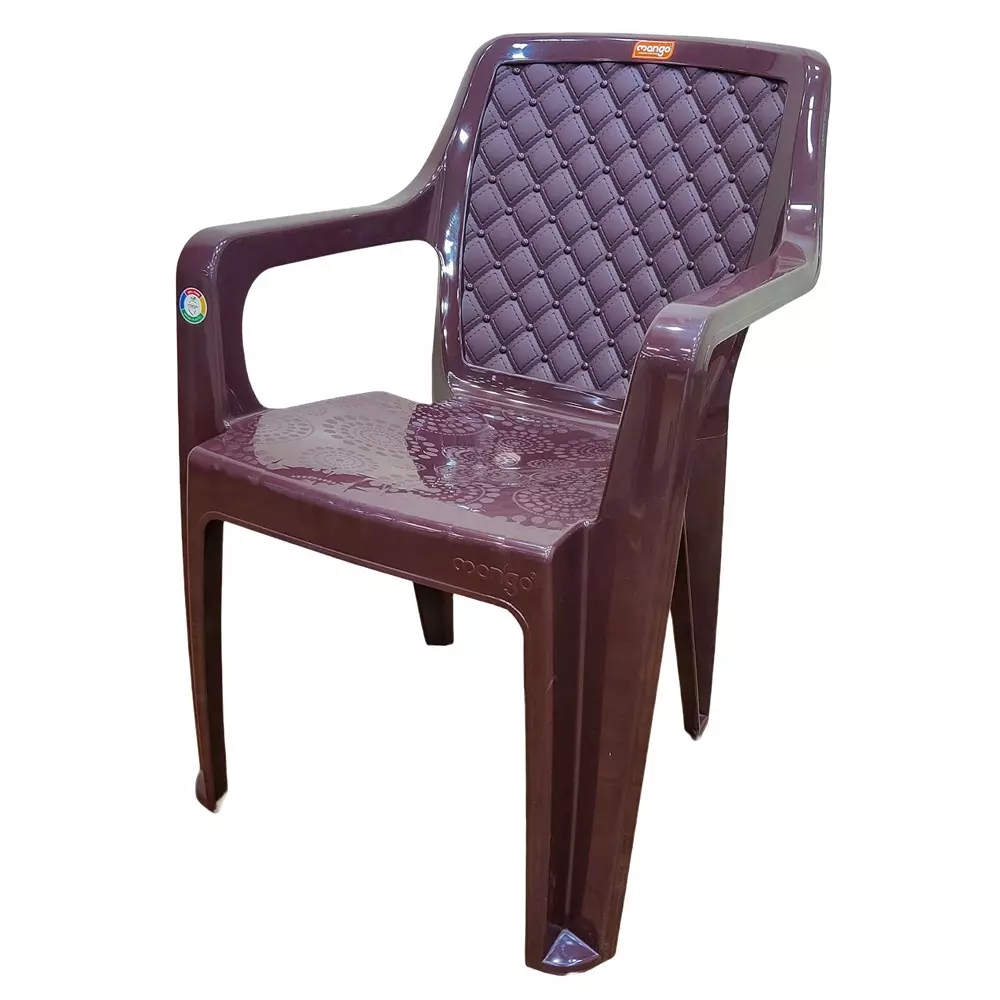 Mango Medium SILVER Plastic Chair with Armrest 439.42x548.64x812.8 mm, Globus Brown
