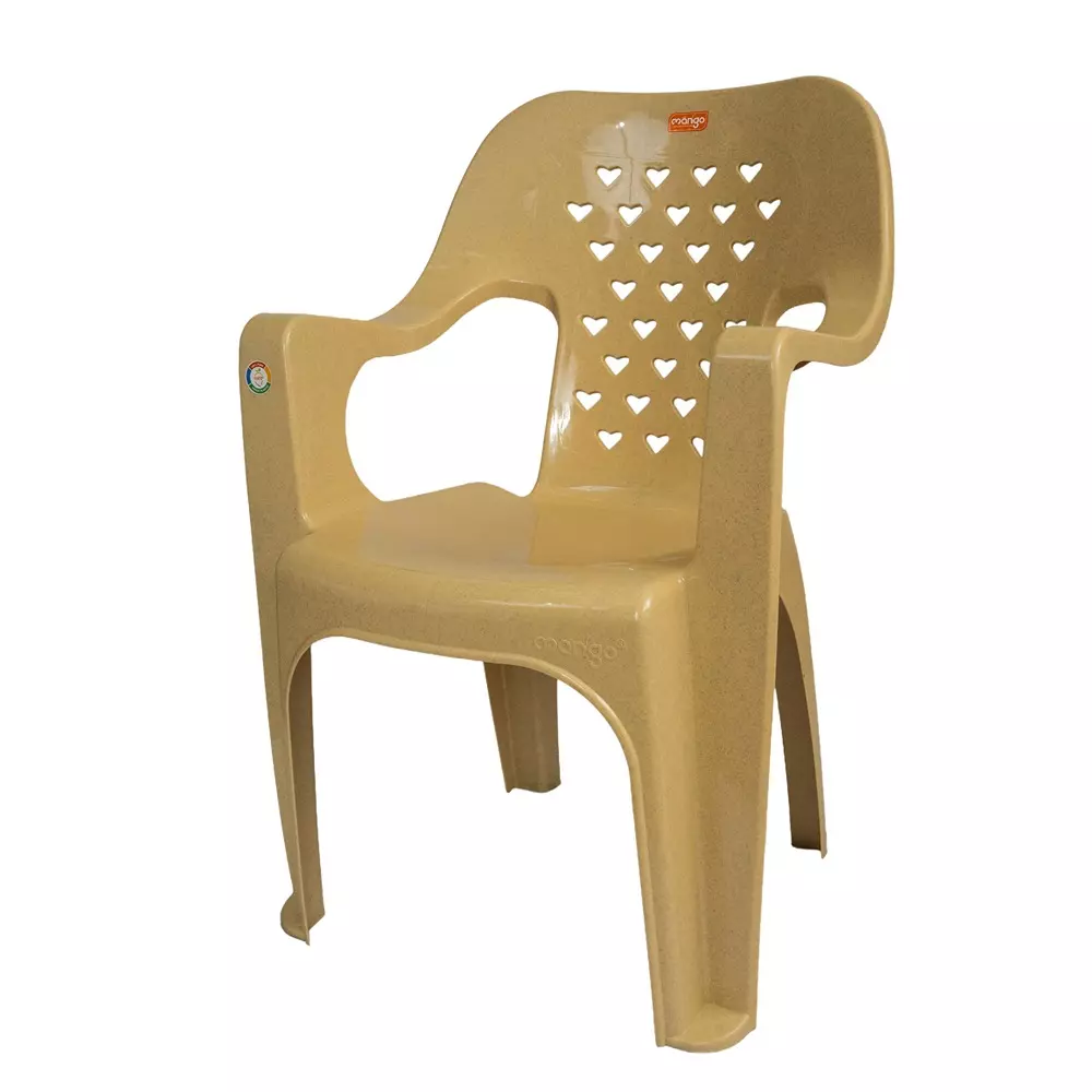 Mango Medium SYDNEY Plastic Chair with Armrest 584.2x584.2x863.6 mm, Marble Beige