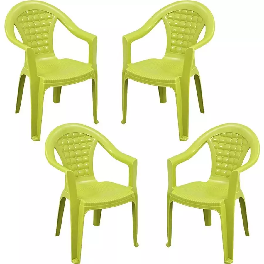 Swagath Chair With Arm Rest Meduim Back Style Plastic Mehendi Green for Home, School & Cafeteria Use, SW-310-MHGN-4 (Pack of 4 Pcs)