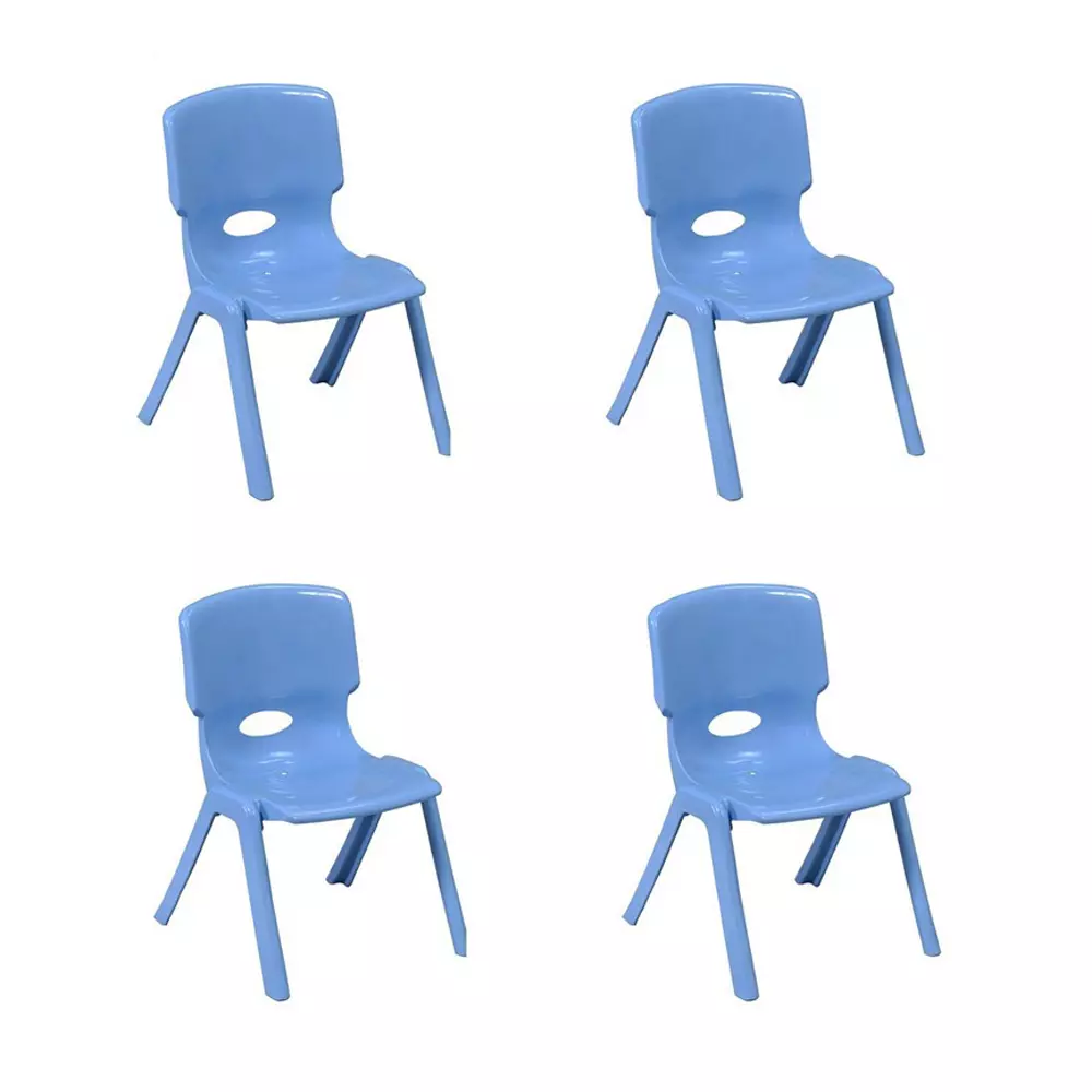 Swagath Comfortable Kids Plastic Chair Without Armrest Blue Color, Kidzy (Pack of 4 Pcs)