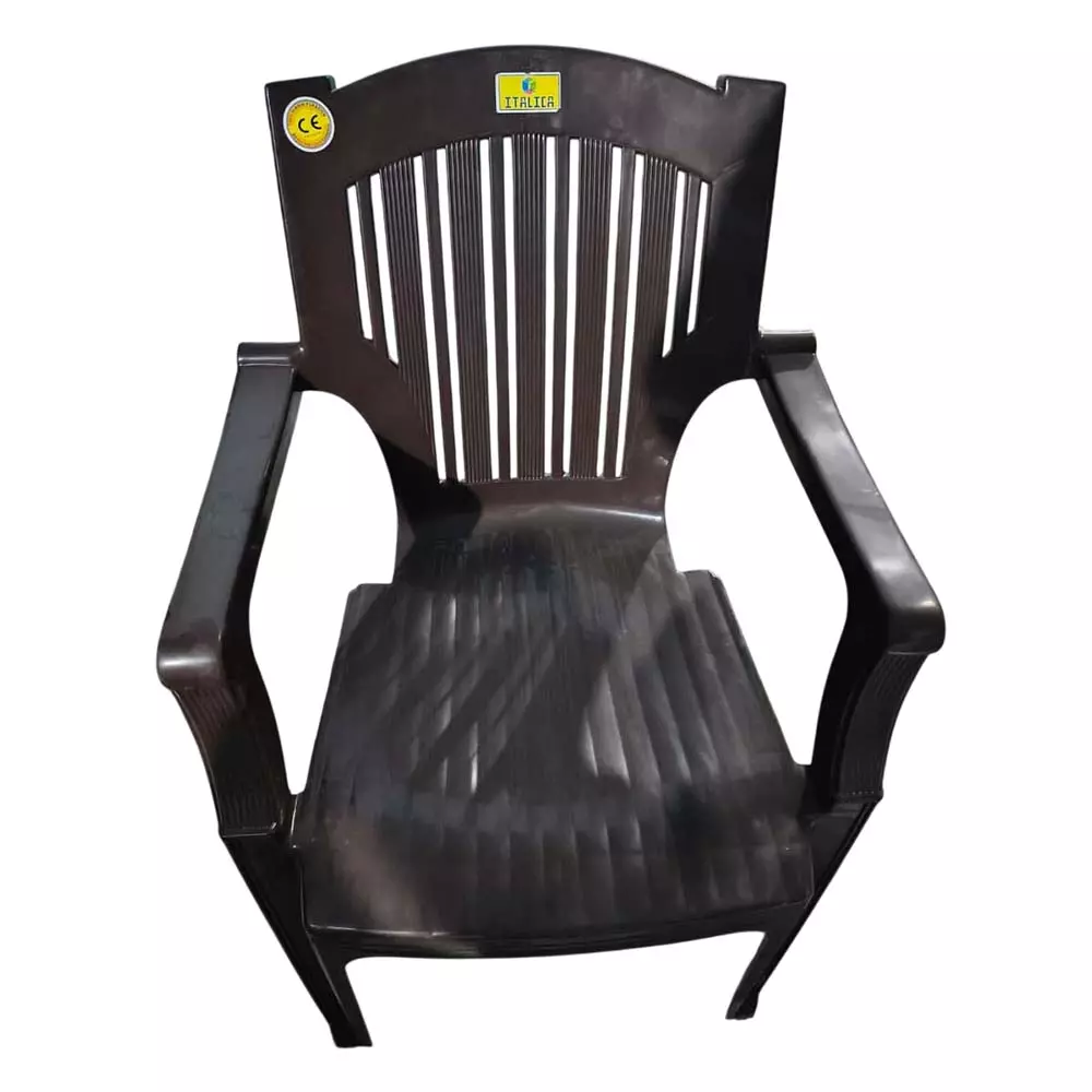 Italica Heritage Premium Plastic Chairs Upto 200 Kg Weight Capacity with Arm Rest Brown (Pack of 4 Pcs)
