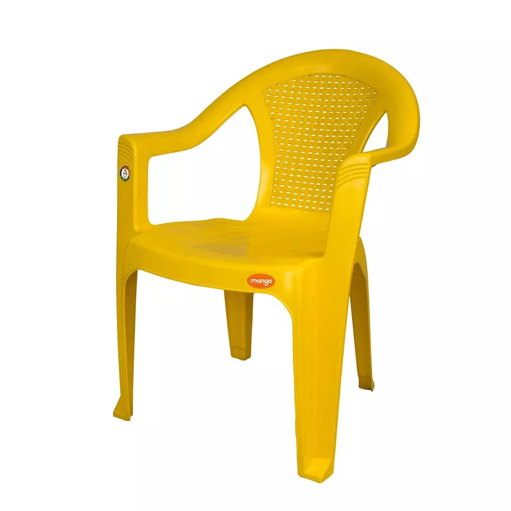 Mango Economy Chair With Armrest Yellow 140 Kg Load Bearing Capacity Polypropylene Plastic Medium Back, Mango - 1064