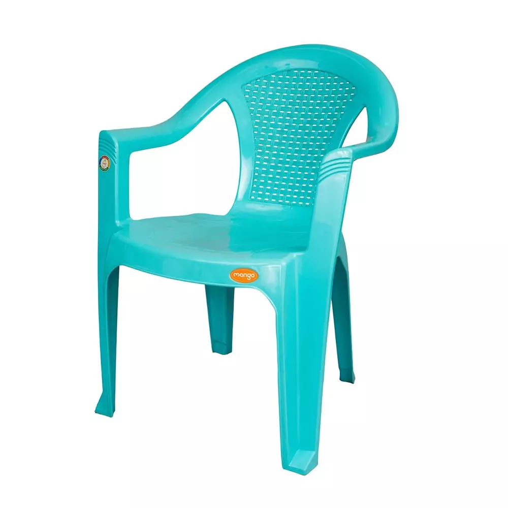 Mango Economy Chair With Armrest Marina Blue 140 Kg Load Bearing Capacity Polypropylene Plastic Medium Back, Mango - 1064