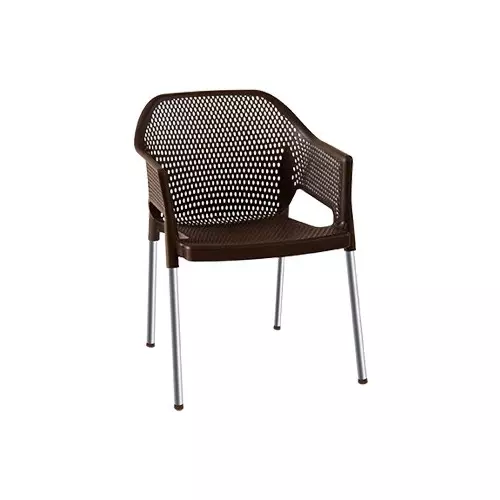 Italica Plasteel Series Plastic Arm Rest Chair With Steel Leg 150 Kg Load Capacity Brown Color, 1209