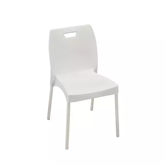 Swagath Dining Chair Plastic Primary Material Stainless Steel Leg Pre-Assembled Type White Color, MINTELA-WH-1