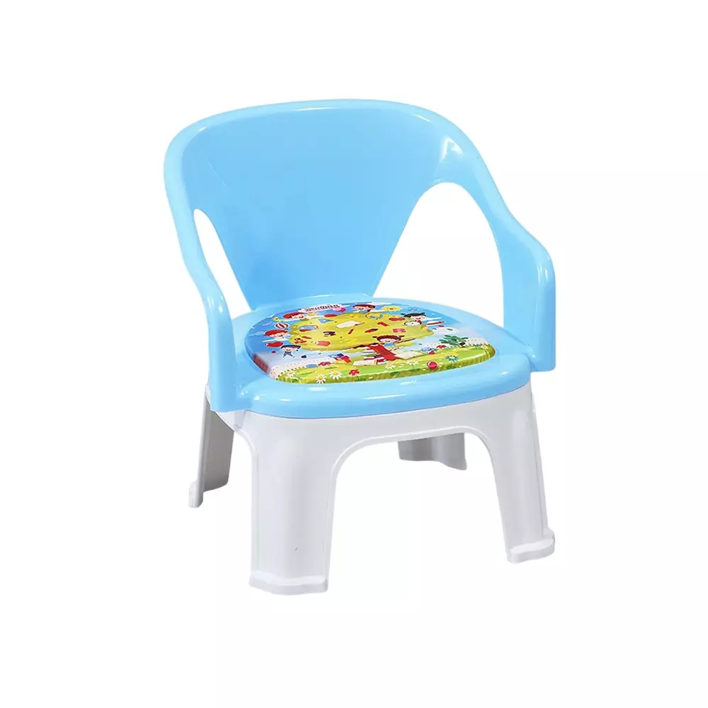 Swagath Cuddly Kids Plastic Chair with Armrest 30 Kg Load Capacity Pre-Assembled Type Blue Color, CUDDLY T-BL-1
