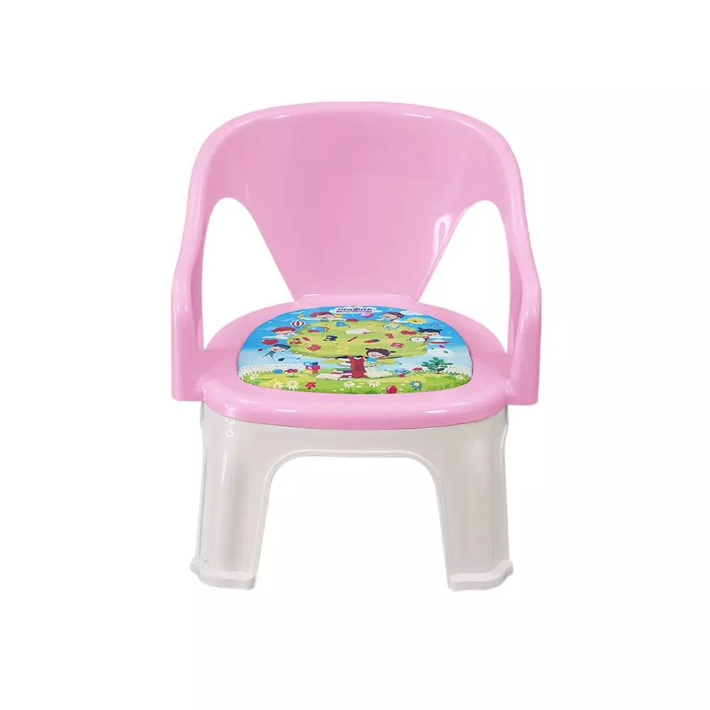 Swagath Cuddly Kids Plastic Chair with Armrest 30 Kg Load Capacity Pre-Assembled Type Pink Color, CUDDLY T-PP-1