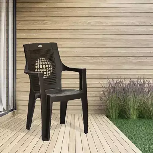 Nilkamal Globe Plastic Arm Chair Season Rust Brown