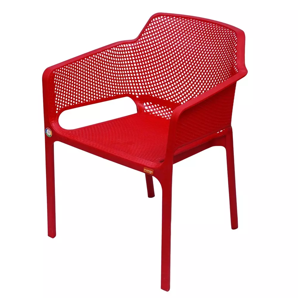 Mango Premium MAPLE Monobloc Chair with Armrest Glass Fibre Plastic 584.2x609.6x787.4 mm Red