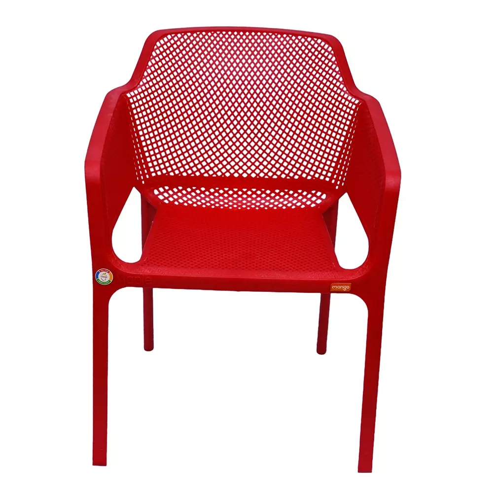 Mango Premium MAPLE Monobloc Chair with Armrest Glass Fibre Plastic 584.2x609.6x787.4 mm Red
