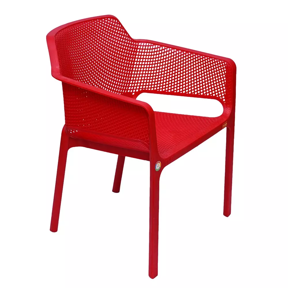 Mango Premium MAPLE Monobloc Chair with Armrest Glass Fibre Plastic 584.2x609.6x787.4 mm Red