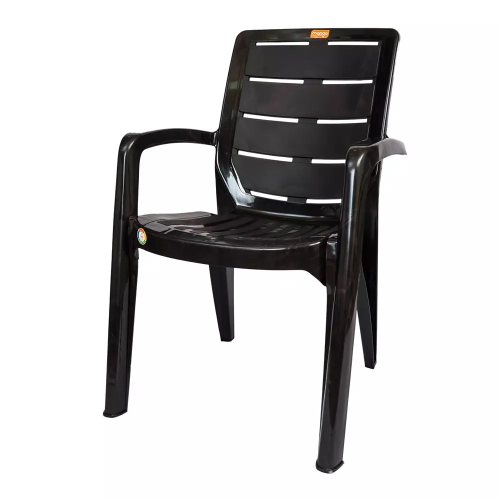 Mango Premium OLIVE Plastic Chair with Armrest 660.4x584.2x863.6 mm, Cherry Black