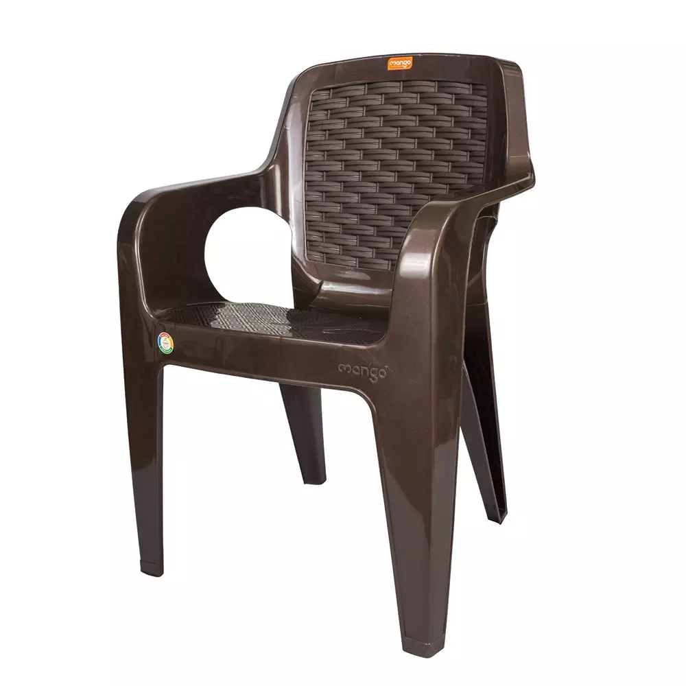 Mango Medium ACE Plastic Chair with Armrest 558.8x584.2x863.6 mm, Weather Brown