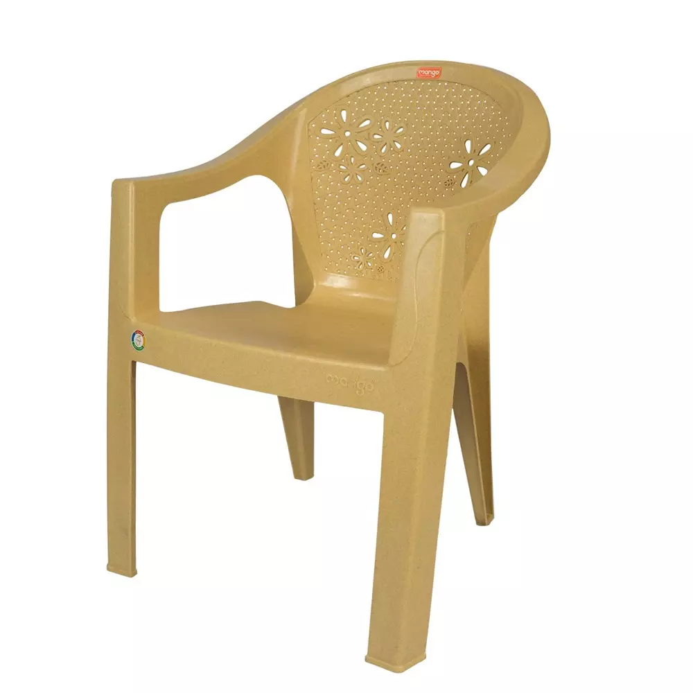 Mango Savanna Premium Chair With Armrest Marble Beige 179 Kg Load Bearing Capacity Polypropylene Plastic Medium Back