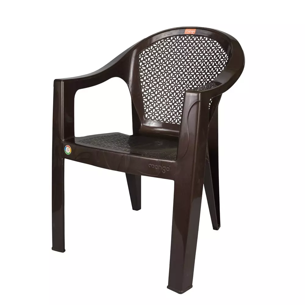 Mango Sahara Premium Chair With Armrest Weather Brown 180 Kg Load Bearing Capacity Polypropylene Plastic Medium Back