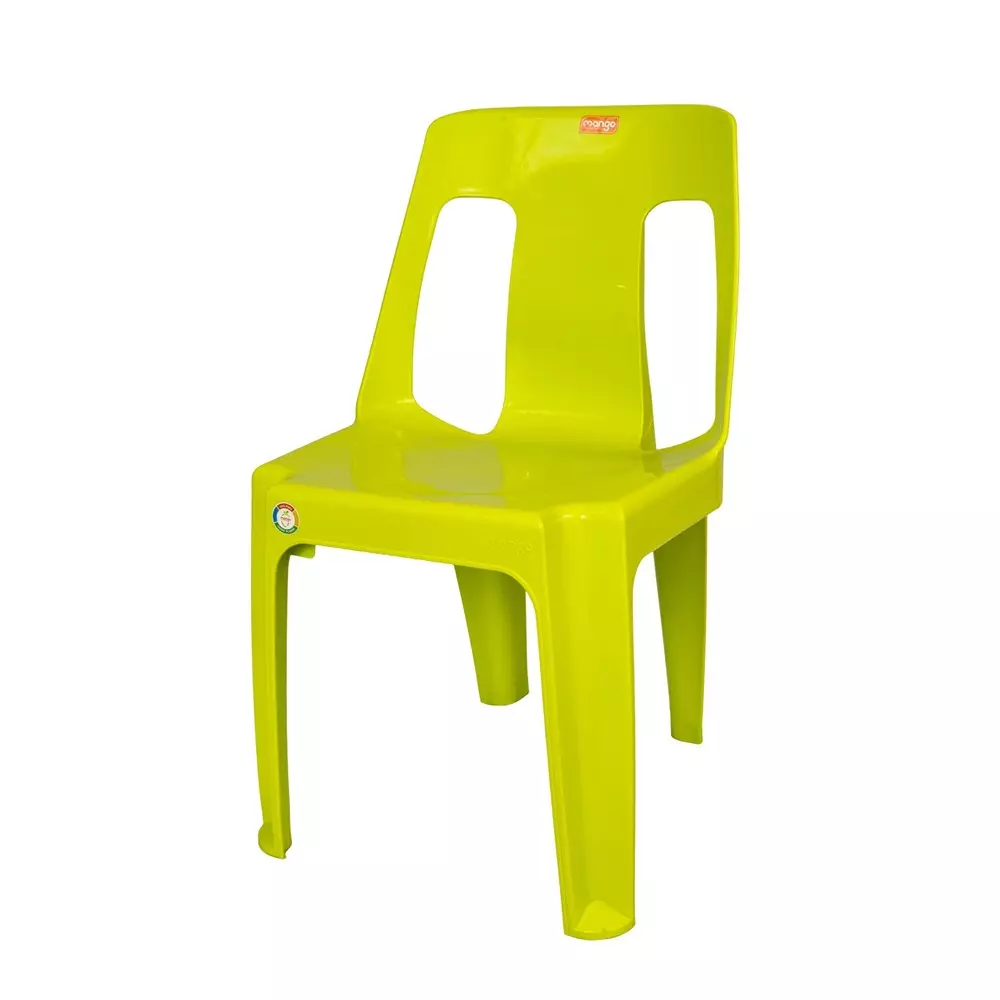 Mango Power Chair With Armless Citrus Green 200 Kg Load Bearing Capacity Polypropylene Plastic Medium Back for Home & School Use