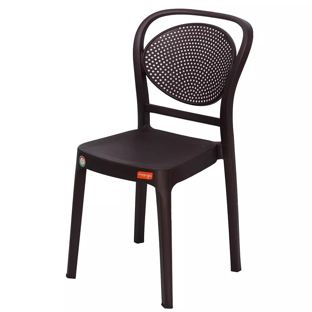Mango Sandra Cafe Chair With Armless Weather Brown 150 Kg Load Bearing Capacity Glass Filled Plastic Medium Back Horeca Design