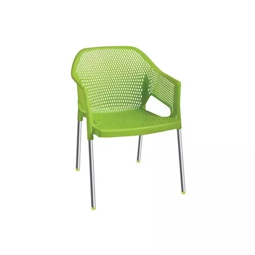 Italica Plasteel Series Plastic Arm Rest Chair With Steel Leg 150 Kg Load Capacity Olive Green Color, 1209