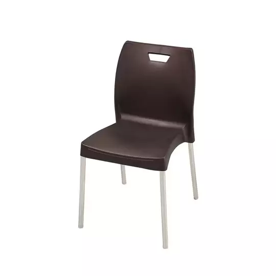 Swagath Dining Chair Plastic Primary Material Stainless Steel Leg Pre-Assembled Type Saddle Brown Color, MINTELA-SB-1