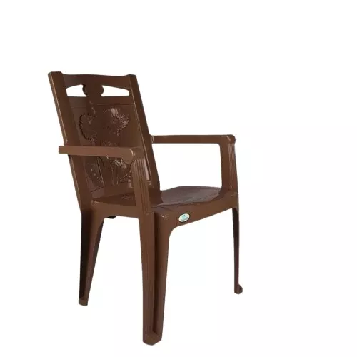 Nilkamal Armrest Chair Powder Coated Weather Brown Plastic 59x60x88 cm Medium Back for Home & Office Use, CHR2240
