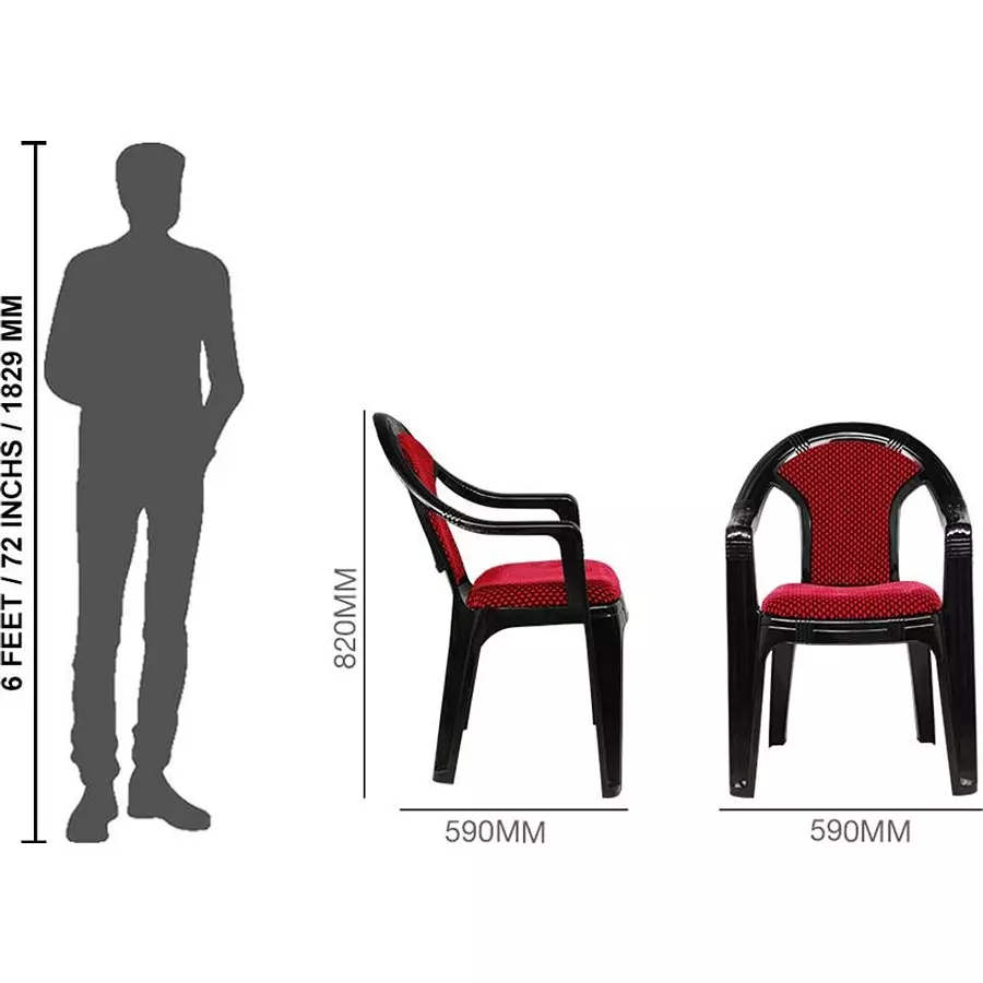 swagath-adore-cafeteria-cushioned-chair-with-arm-rest-plastic-black-body-with-red-cushioned-seat-82x59x59-cm-size-adore-bkbr-2-pack-of-2-pcs