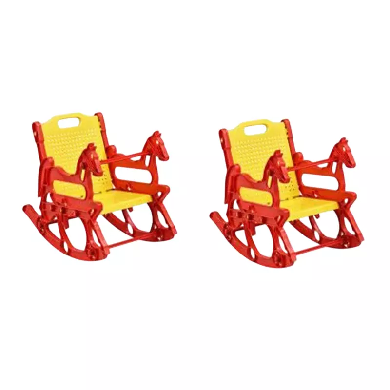 Swagath Plastic Kids Rocking Chair, Red-Yellow (Set of 2)