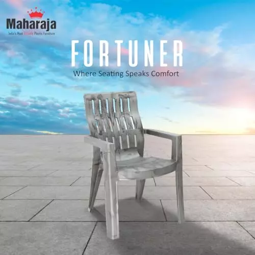 Maharaja Arm Rest Plastic Chair 200 Kg Bearing Capacity Silver, Fortuner_Silver-PK6 (Set of 6)