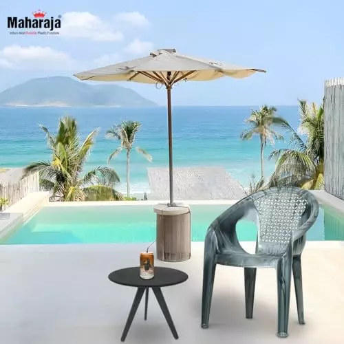 Maharaja Arm Rest Plastic Exotica Chair Solid Back For Home, Living Room Silver, Surya602_Silver-PK4 (Set of 4)